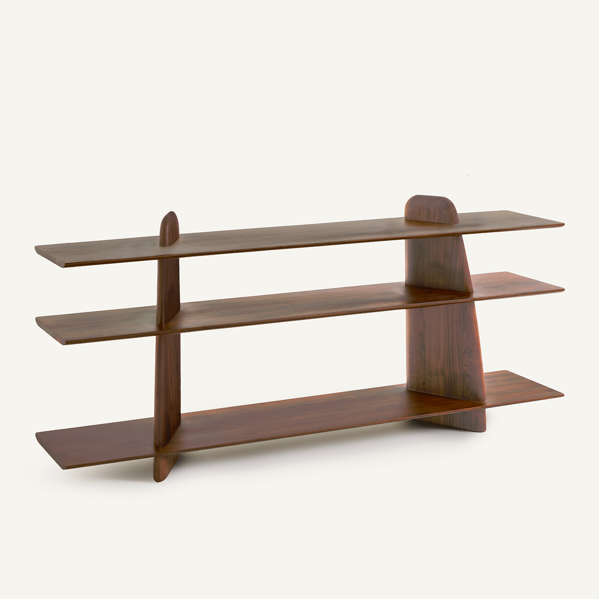 Низкий книжный стеллаж из массива ореха, большая модель