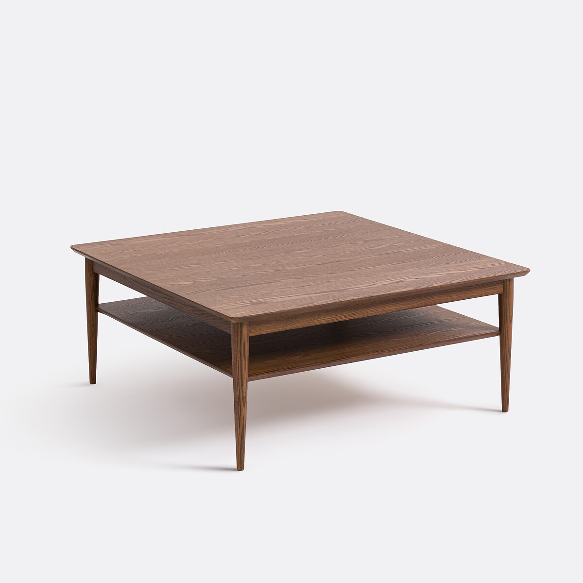 Квадратный журнальный столик из массива ясеня со шпоном, двойная столешница