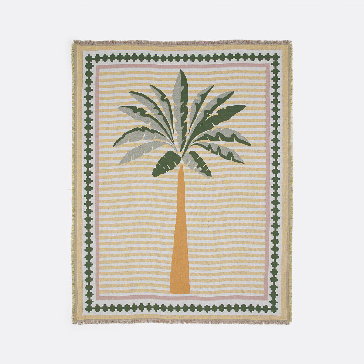 Плед из жаккарда с бахромой