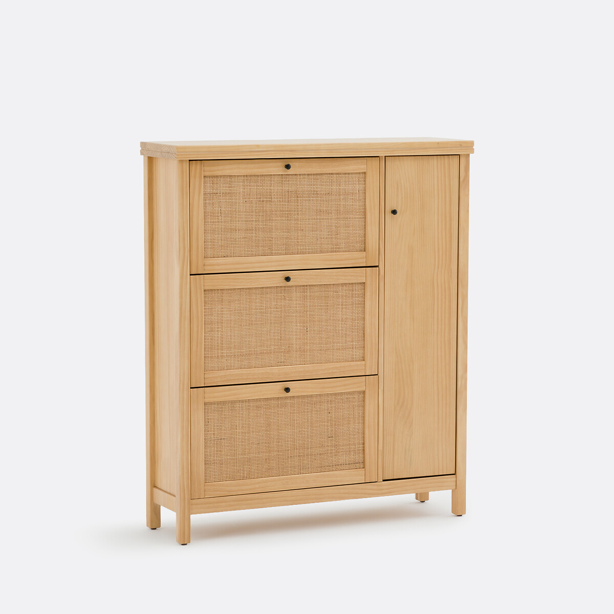 Тумба для обуви, массив сосны и ротанговый тростник