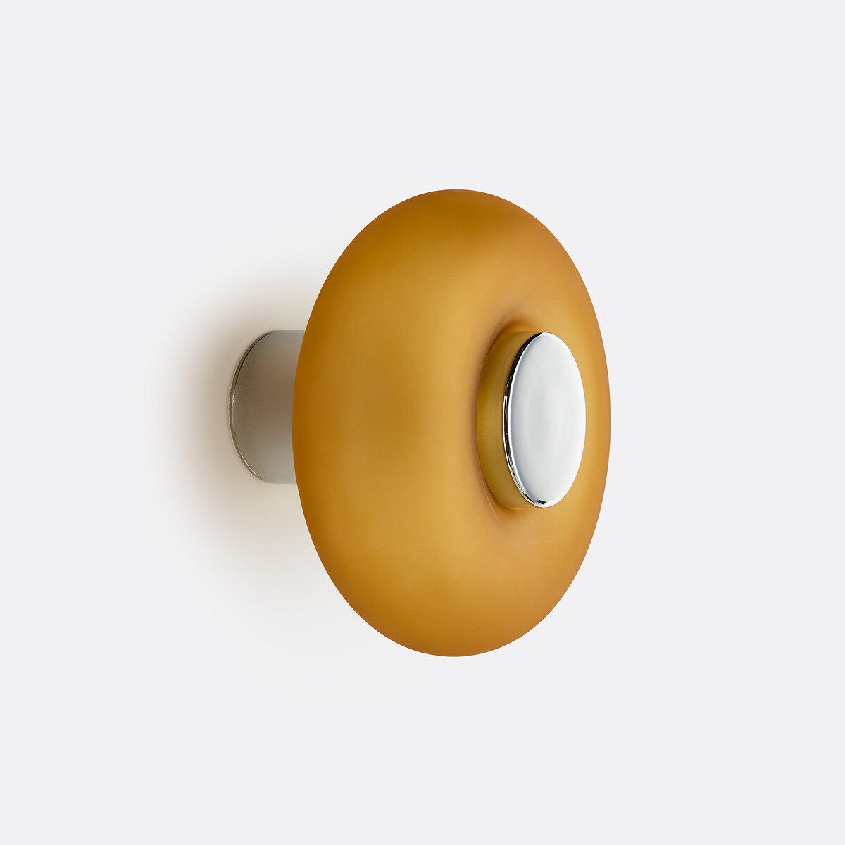 Настенный или потолочный светильник, хромированное железо и янтарное стекло