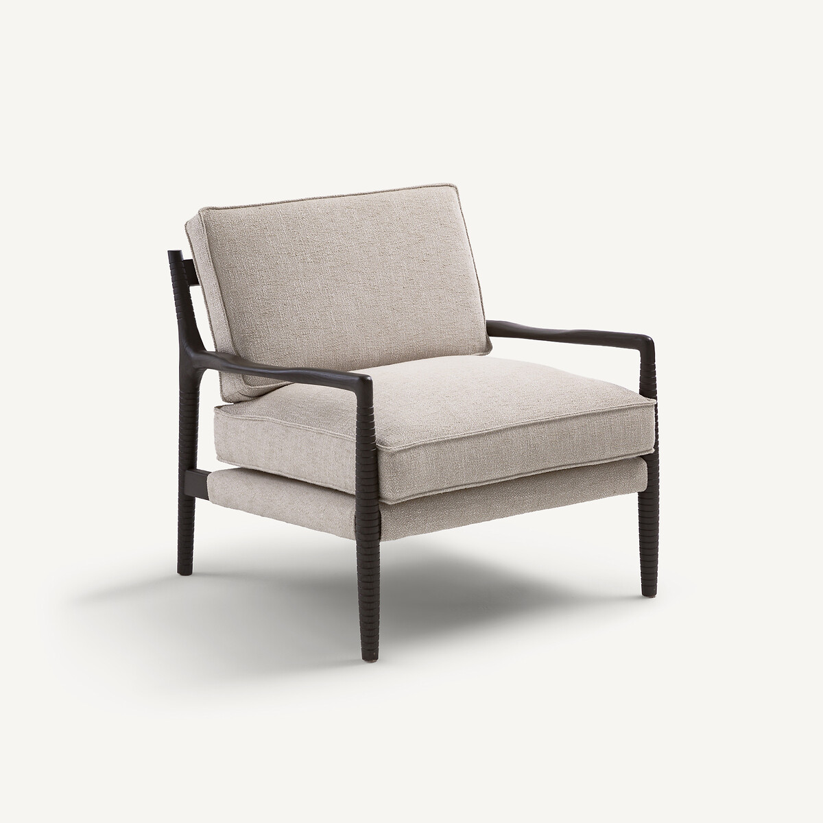 Кресло из тонированного ясеня и меланжевой хлопковой ткани