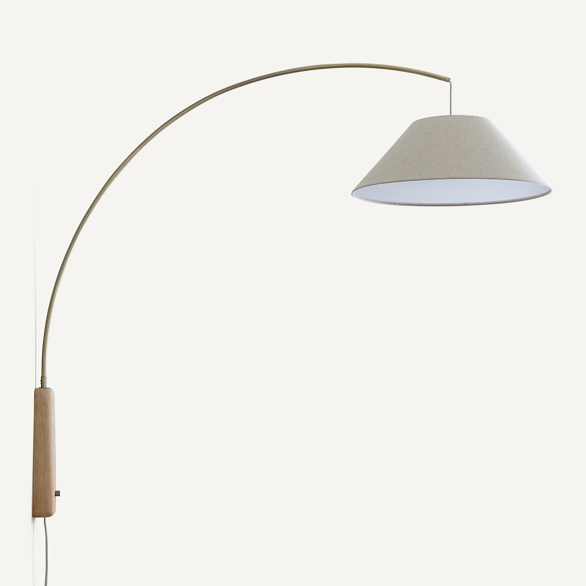 Настенный светильник с подвижным креплением из тонированного дуба и льна