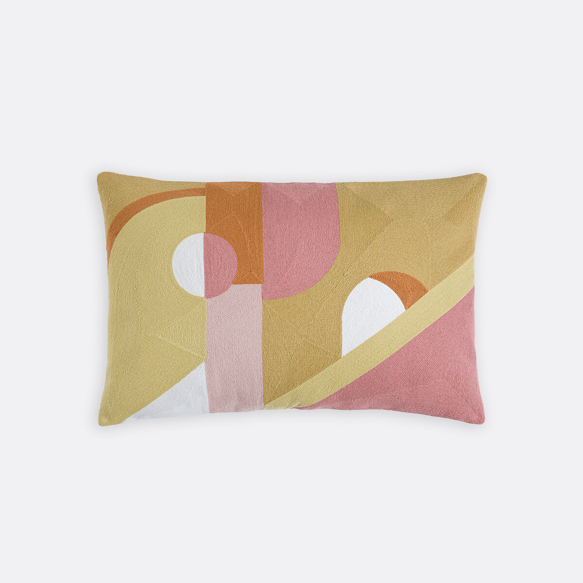 Прямоугольный чехол для подушки, хлопок с вышивкой, геометрический узор