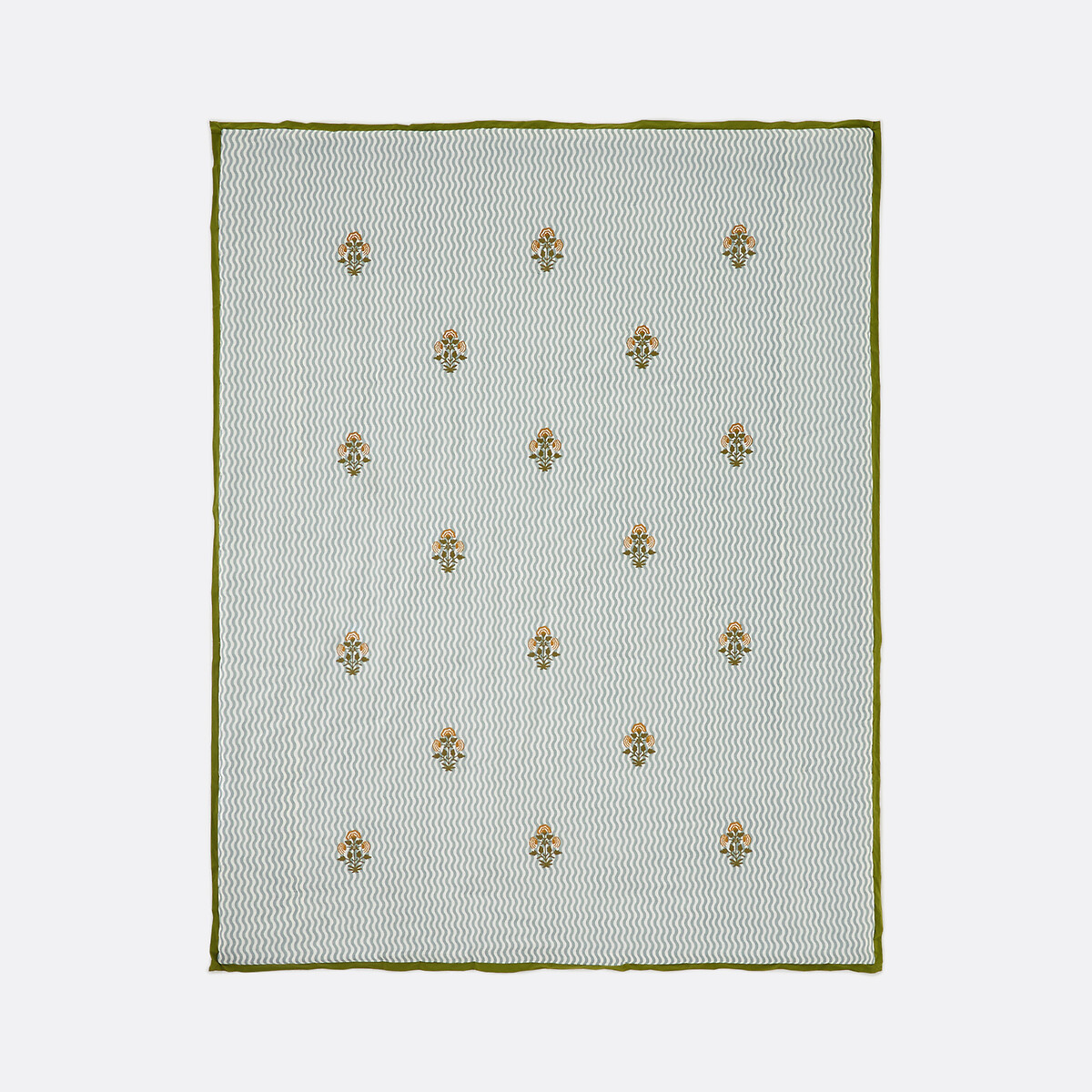 Стеганое покрывало с принтом в полоску и вышивкой цветов, хлопок