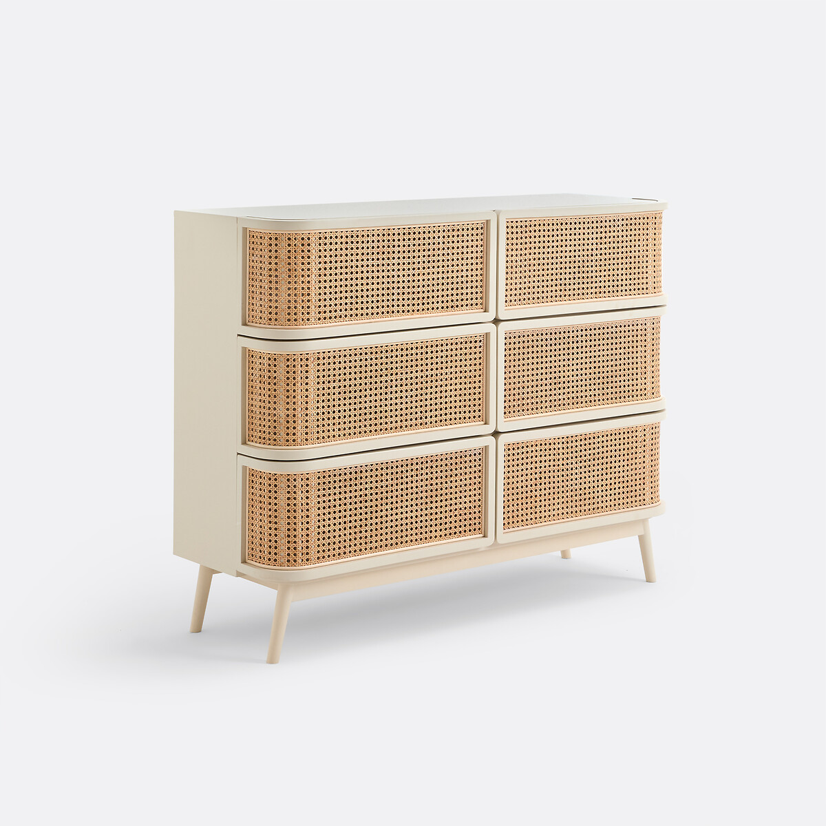 Комод, 6 ящиков, с фасадом из ротанга