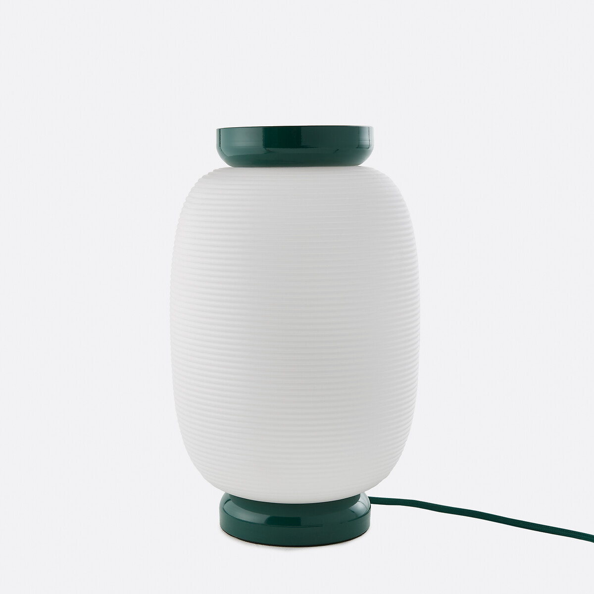 Настольная лампа из рифленого опалового стекла и металла