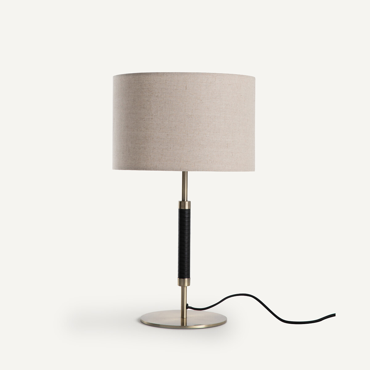 Лампа из металла, латуни и льна