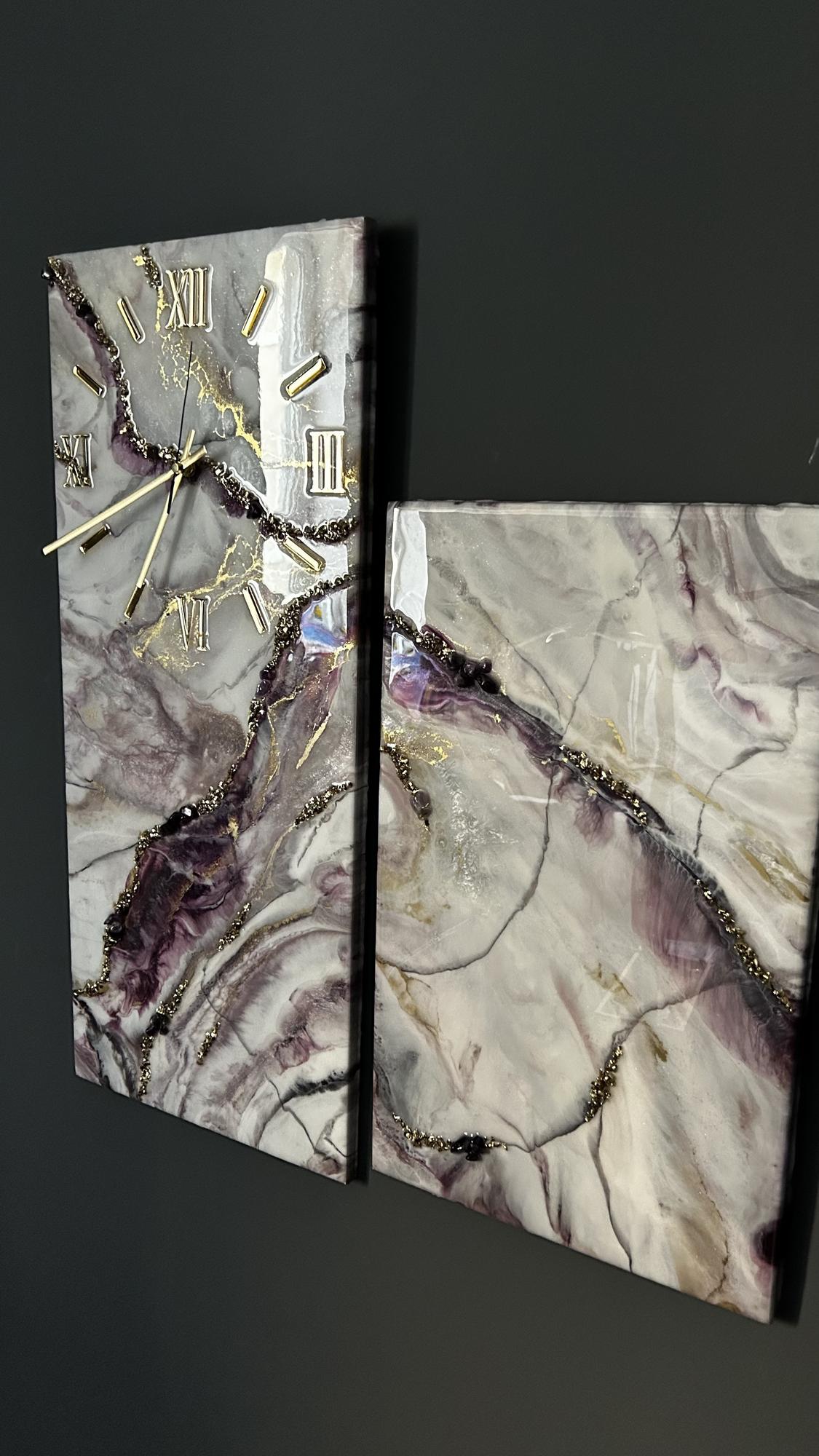 Часы-панно Purple Marble (НА ЗАКАЗ)