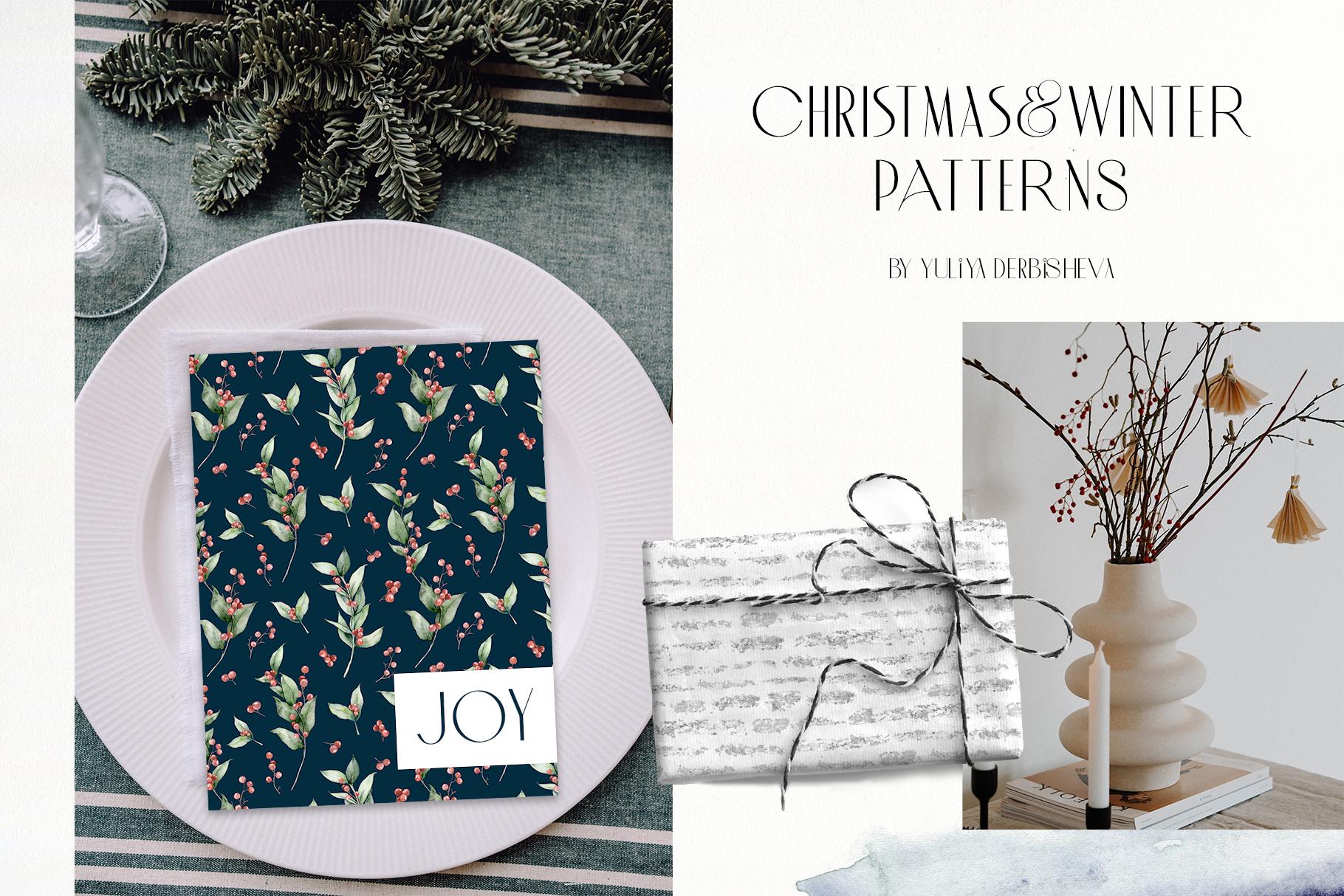 120 watercolor Traditional and Abstract Christmas seamless patterns