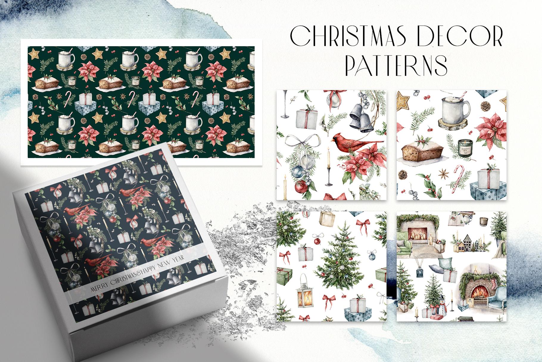 120 watercolor Traditional and Abstract Christmas seamless patterns