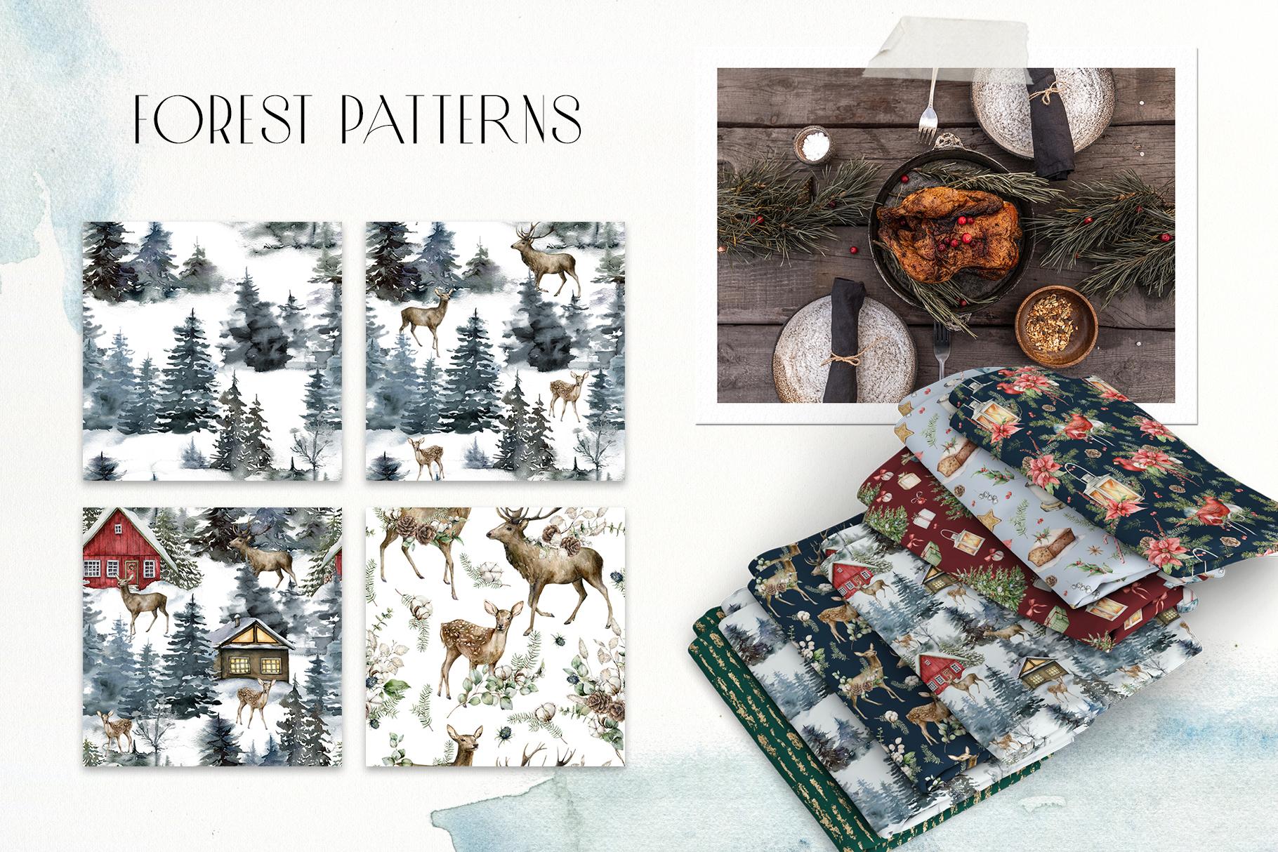 120 watercolor Traditional and Abstract Christmas seamless patterns