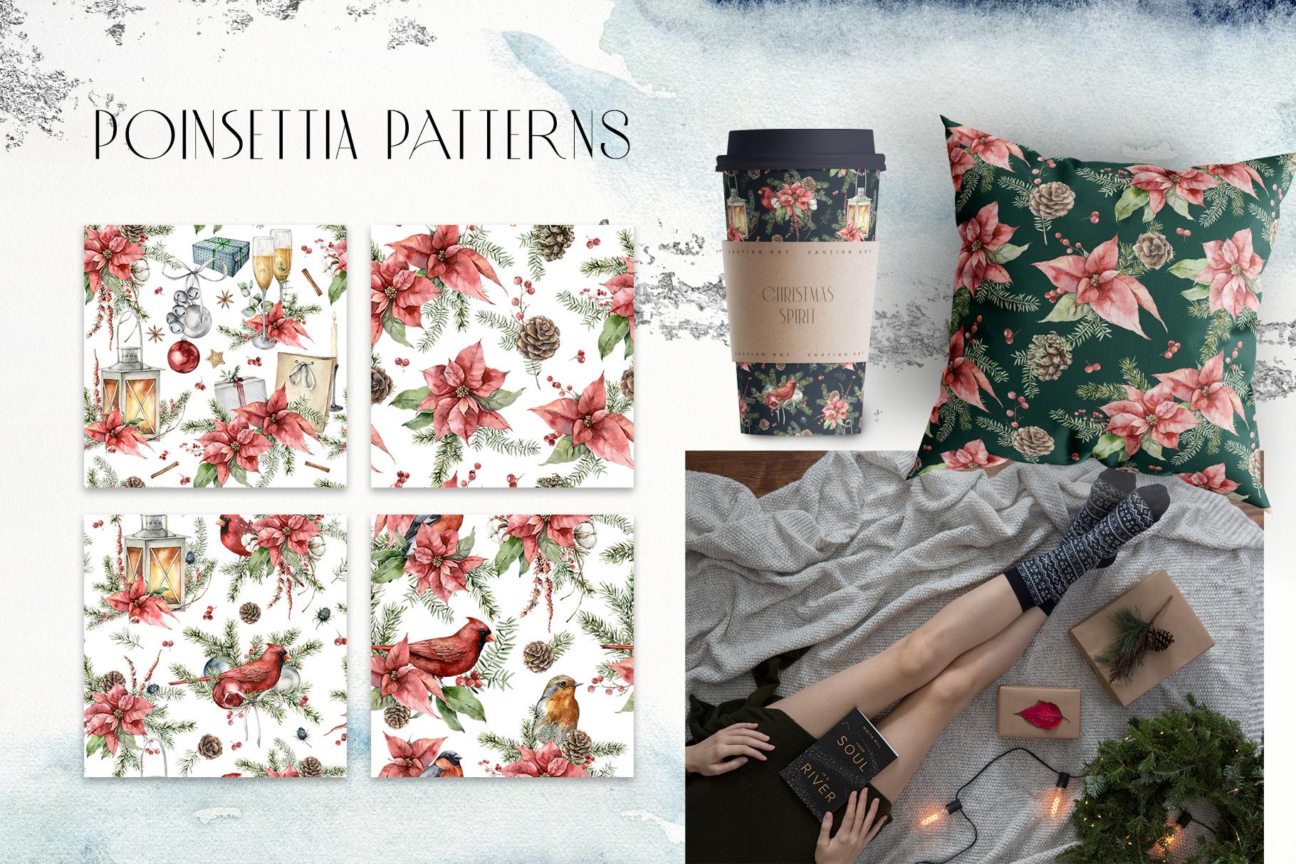 120 watercolor Traditional and Abstract Christmas seamless patterns