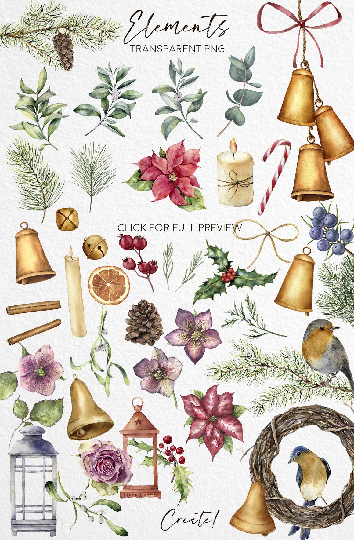 Delicate Christmas: a scandinavian watercolor Wonderland illustrations