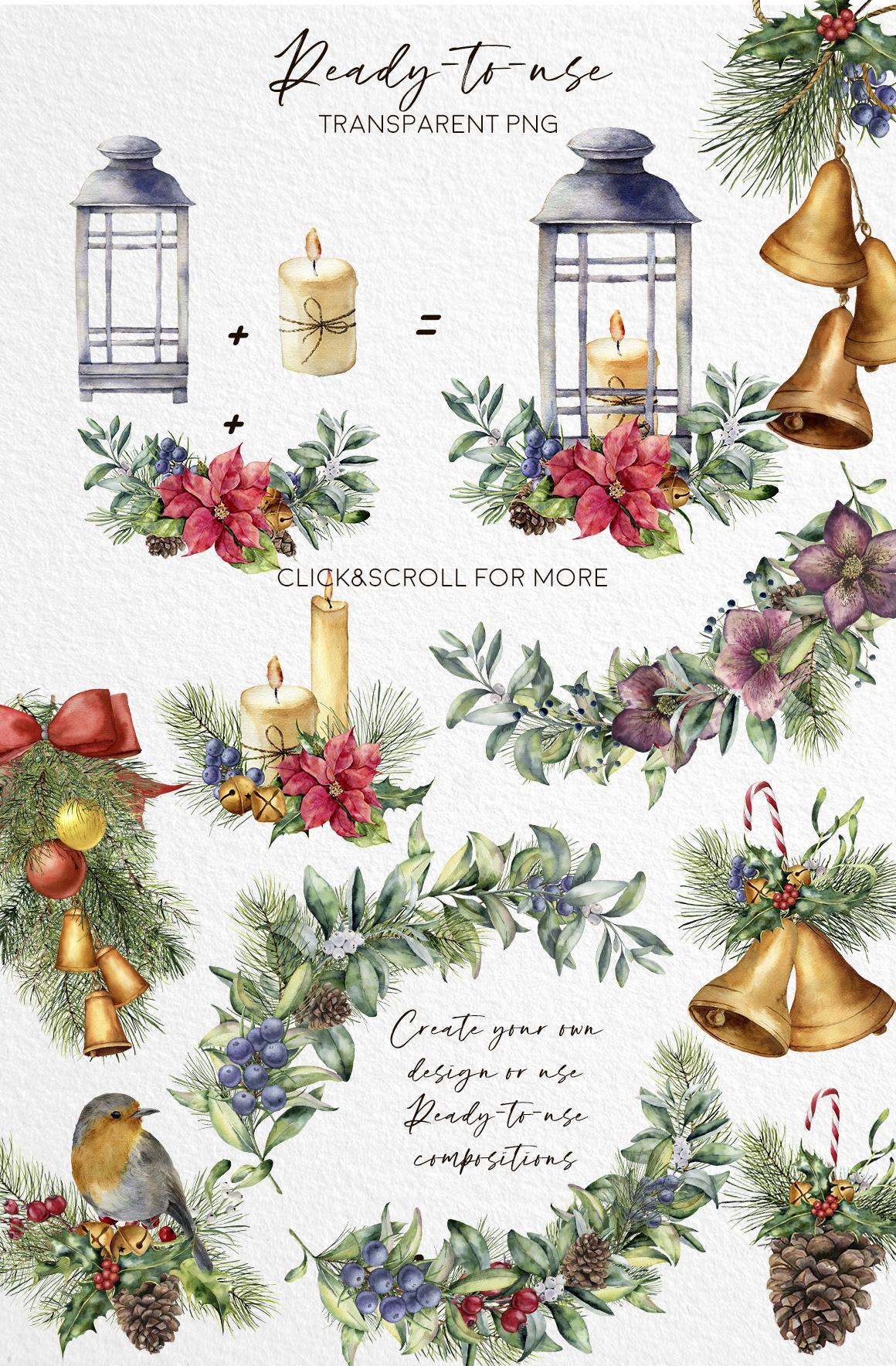 Delicate Christmas: a scandinavian watercolor Wonderland illustrations