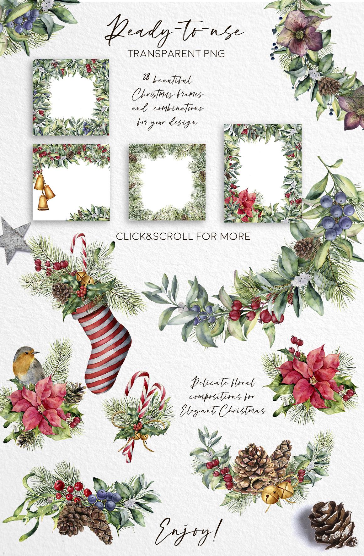 Delicate Christmas: a scandinavian watercolor Wonderland illustrations