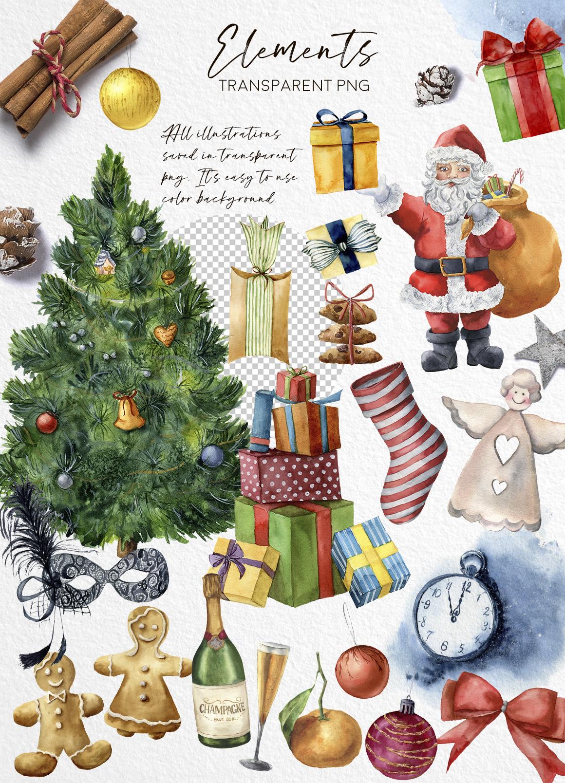 Delicate Christmas: a scandinavian watercolor Wonderland illustrations