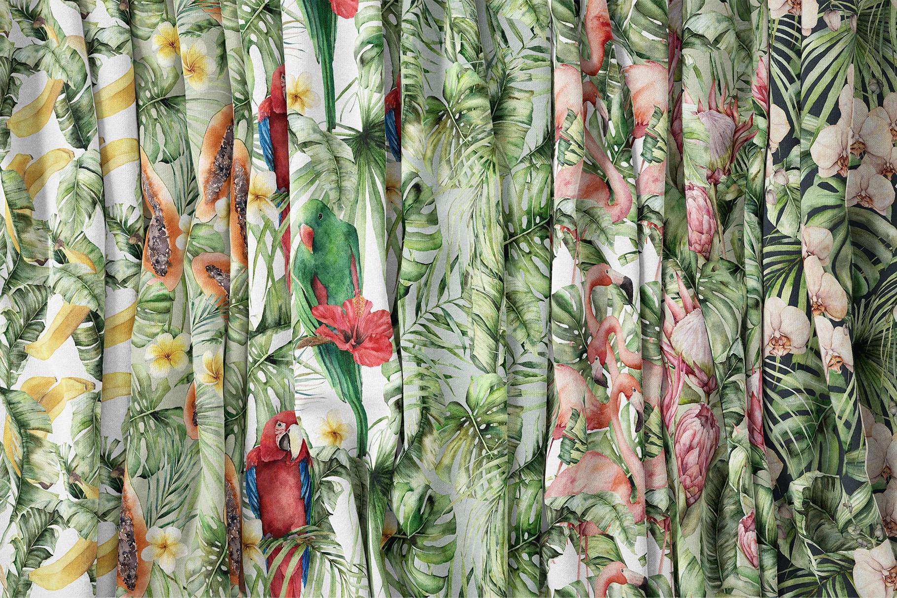 Tropics: tropical leaves and flowers surface patterns design