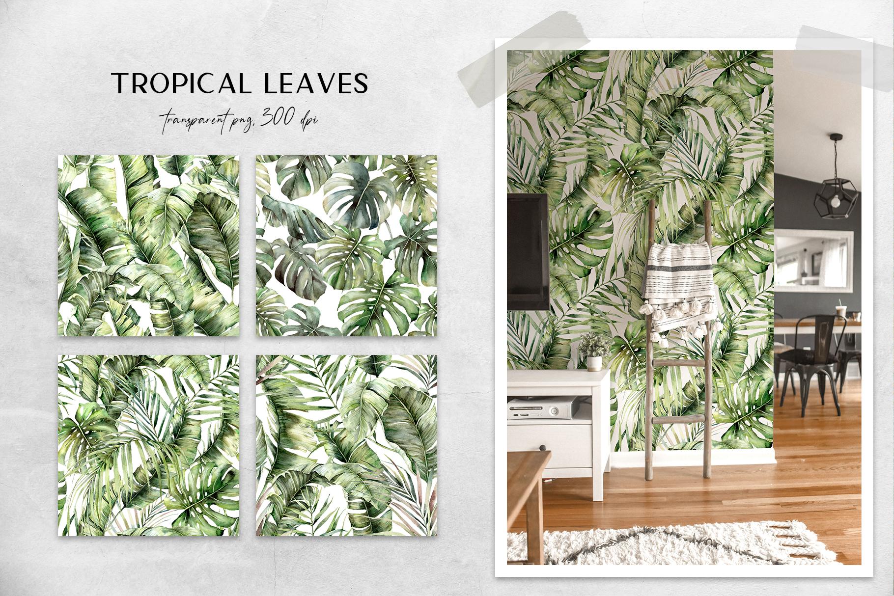 Tropics: tropical leaves and flowers surface patterns design