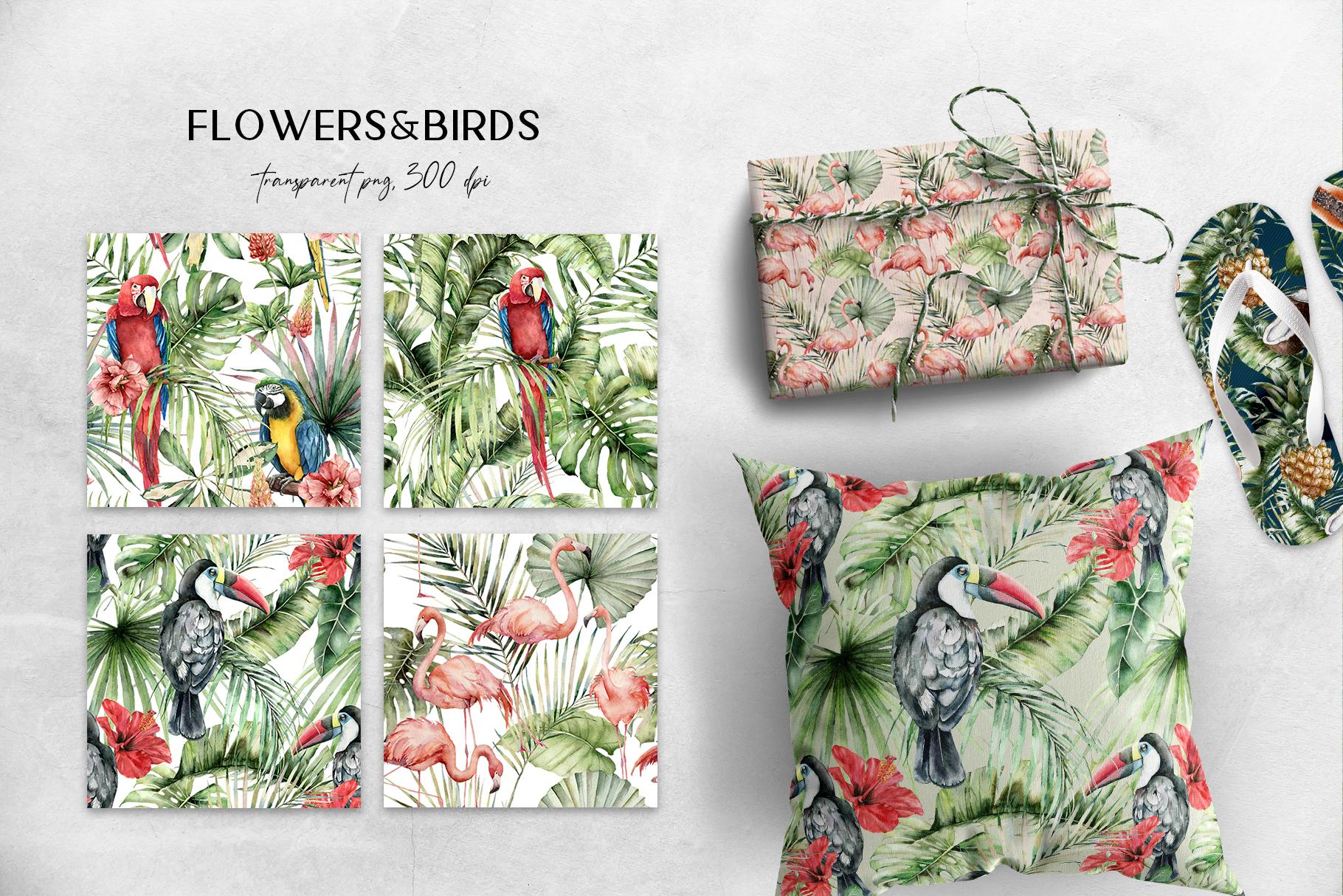 Tropics: tropical leaves and flowers surface patterns design