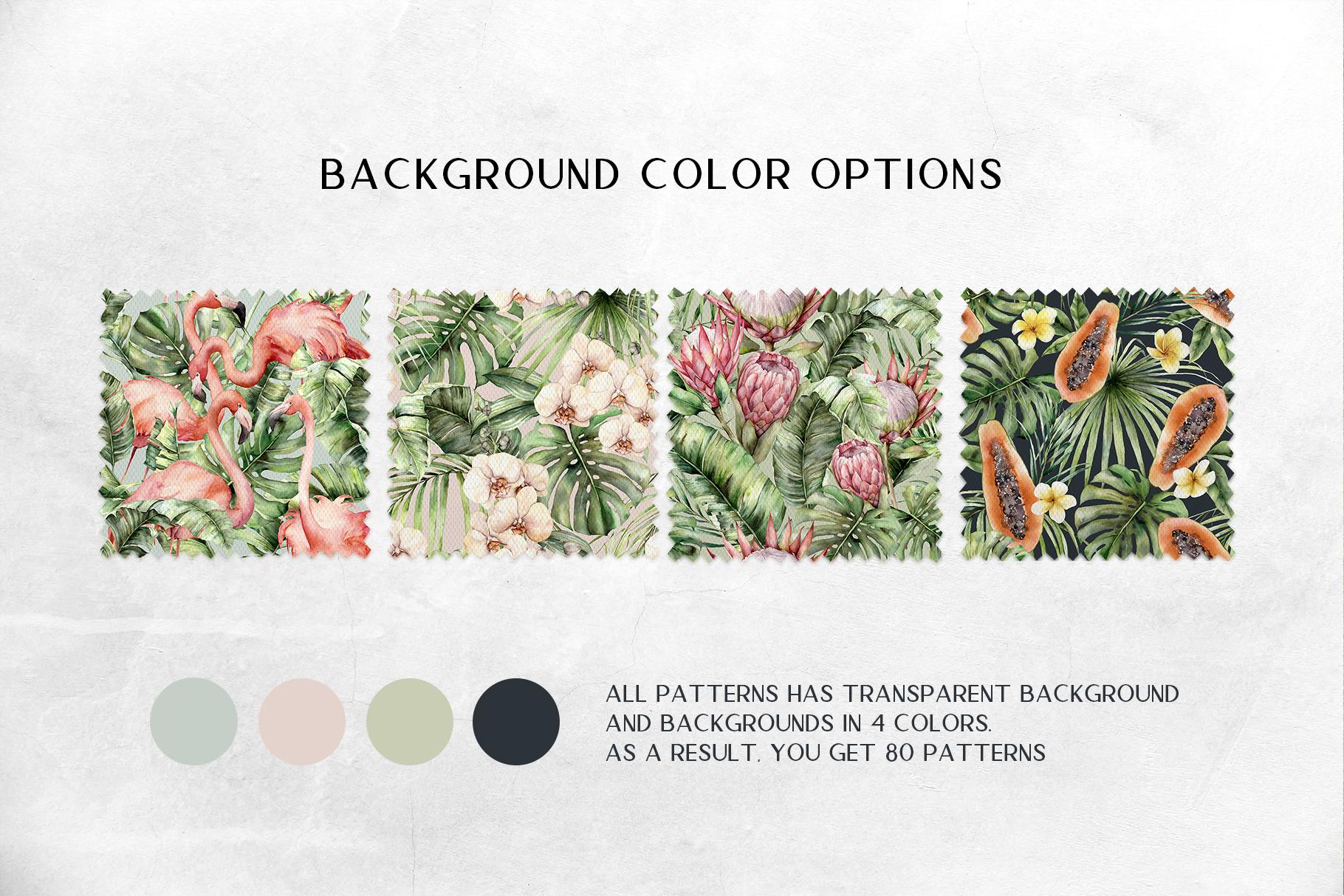 Tropics: tropical leaves and flowers surface patterns design