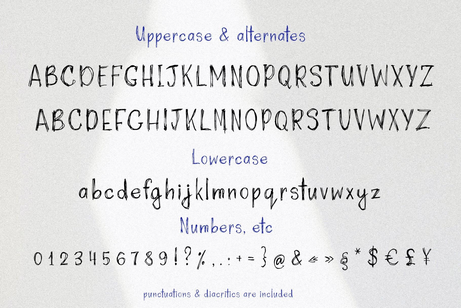 Jumpy scribble handwriting font