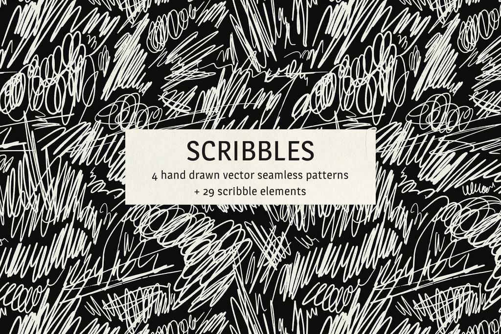 Scribbles scrawl abstract vector patterns + scribble illustration