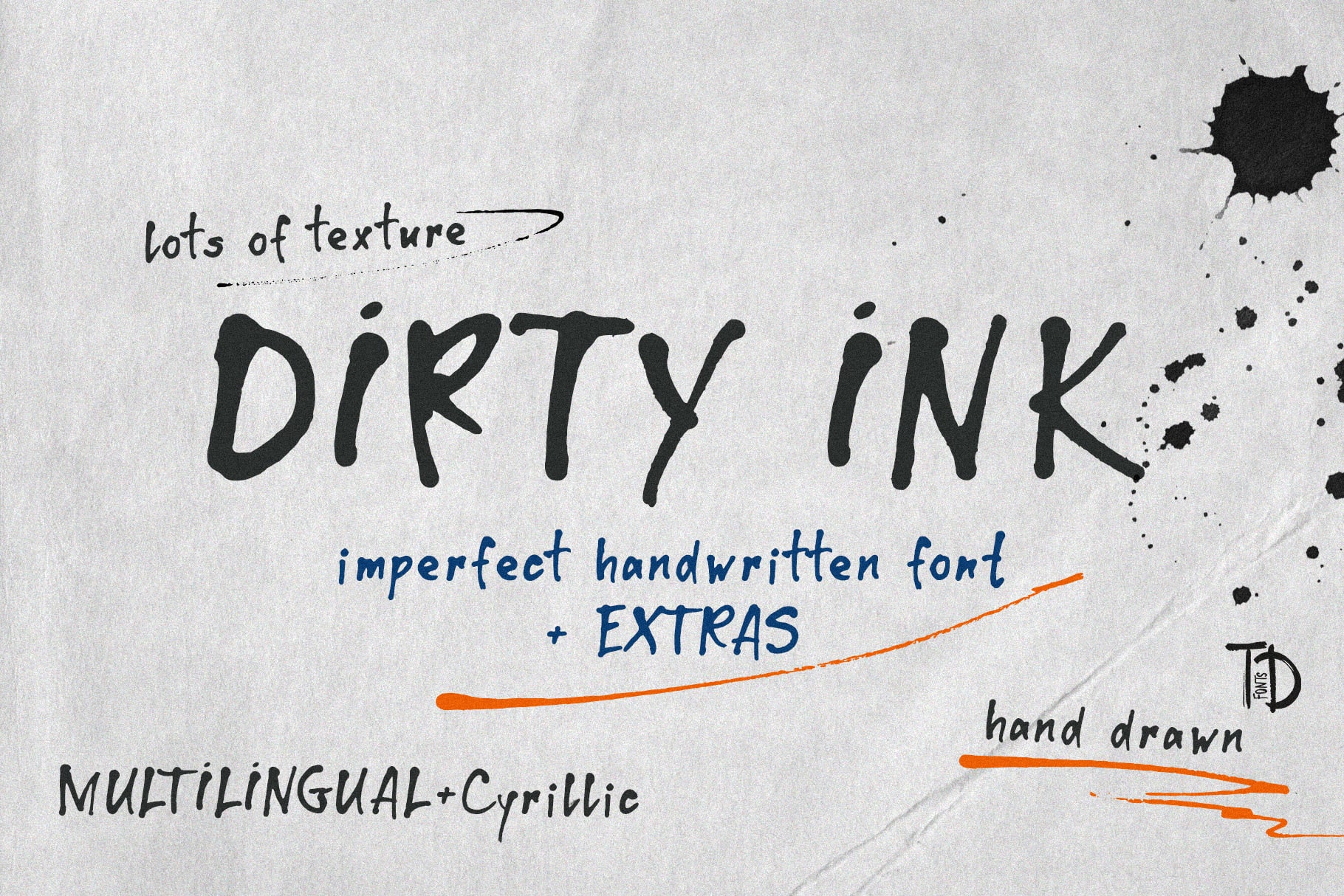 Dirty Ink unique handwriting font with hand drawn texture