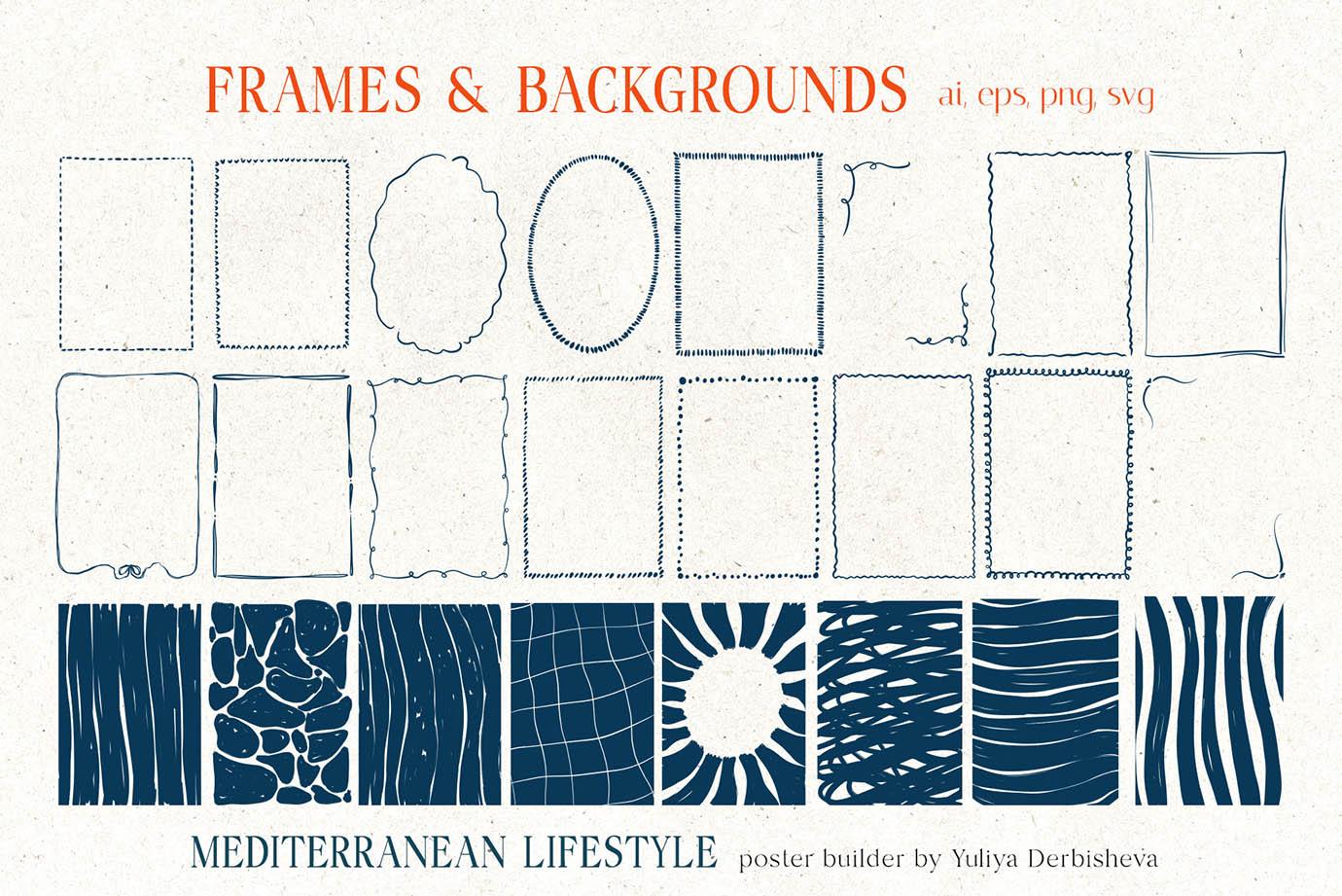 Mediterranean Lifestyle Posters Art Prints vector collection