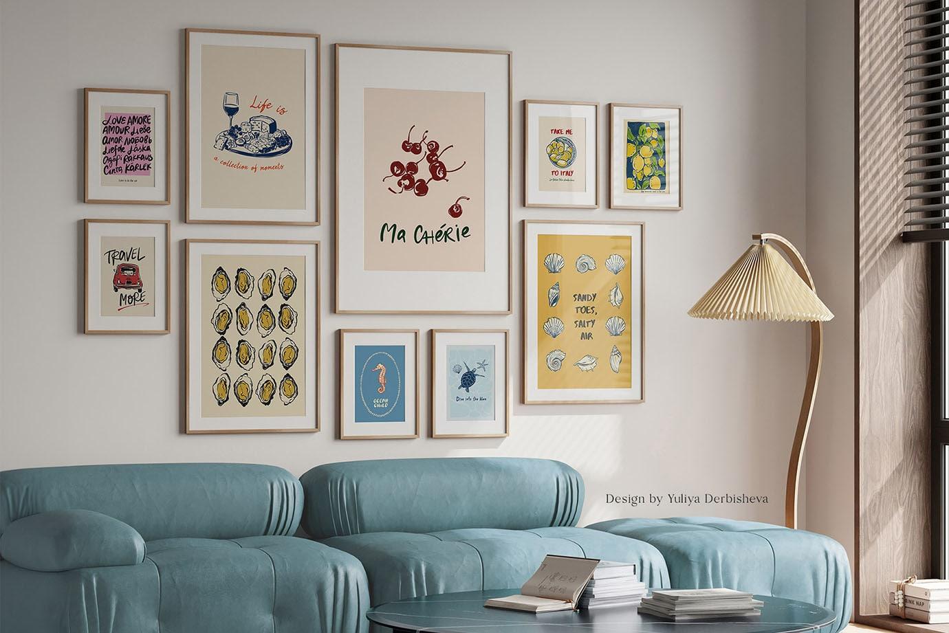 Mediterranean Lifestyle Posters Art Prints vector collection