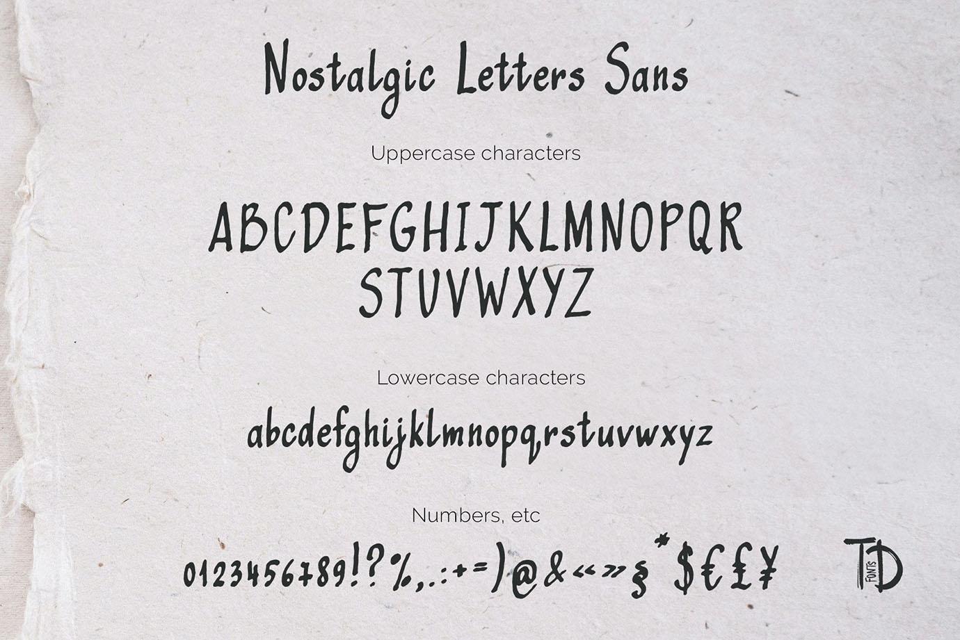 Nostalgic letters handwriting script sans font duo vintage