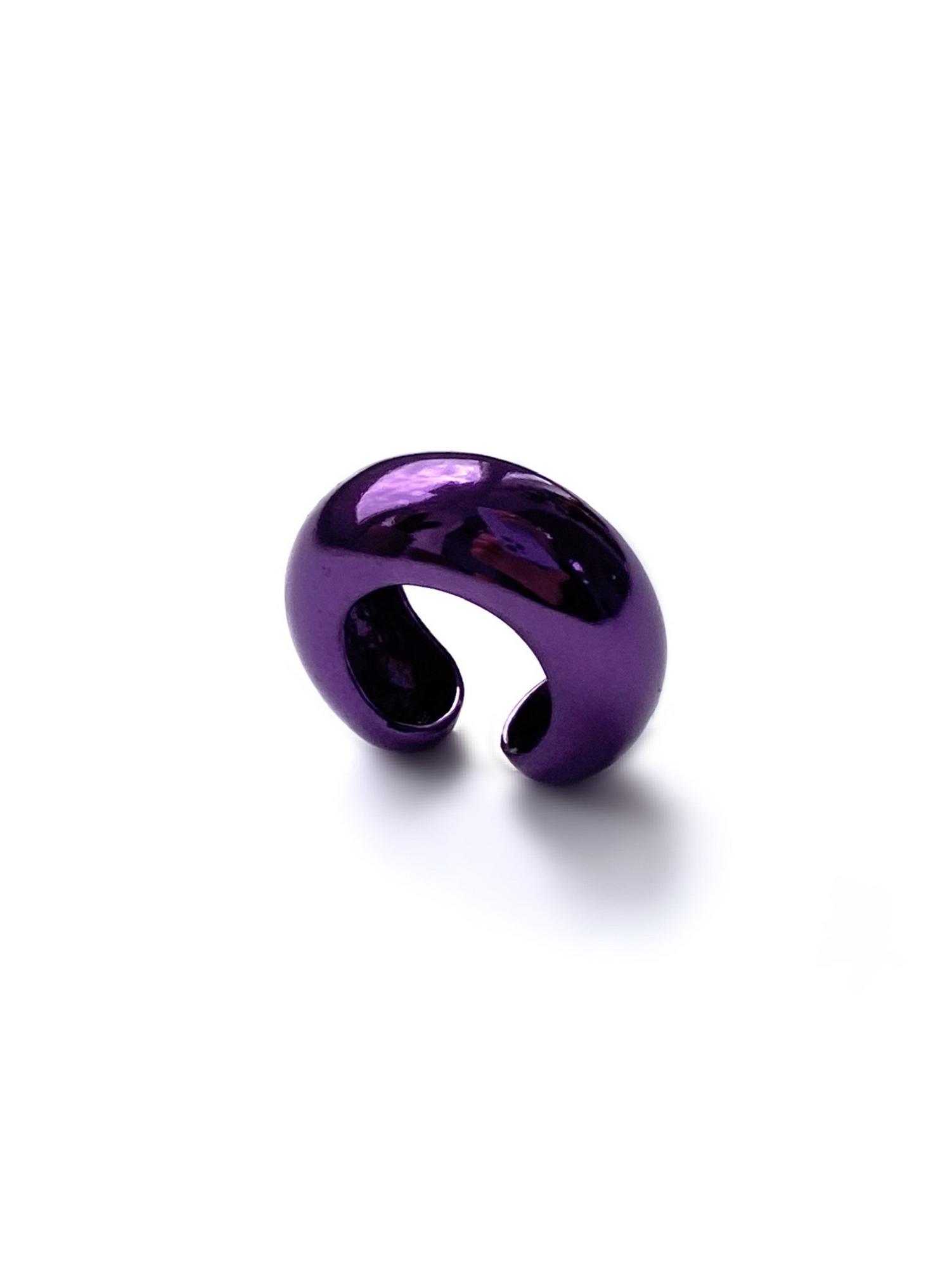 Серебряная серьга-кафф "Bubble", как бублик purple