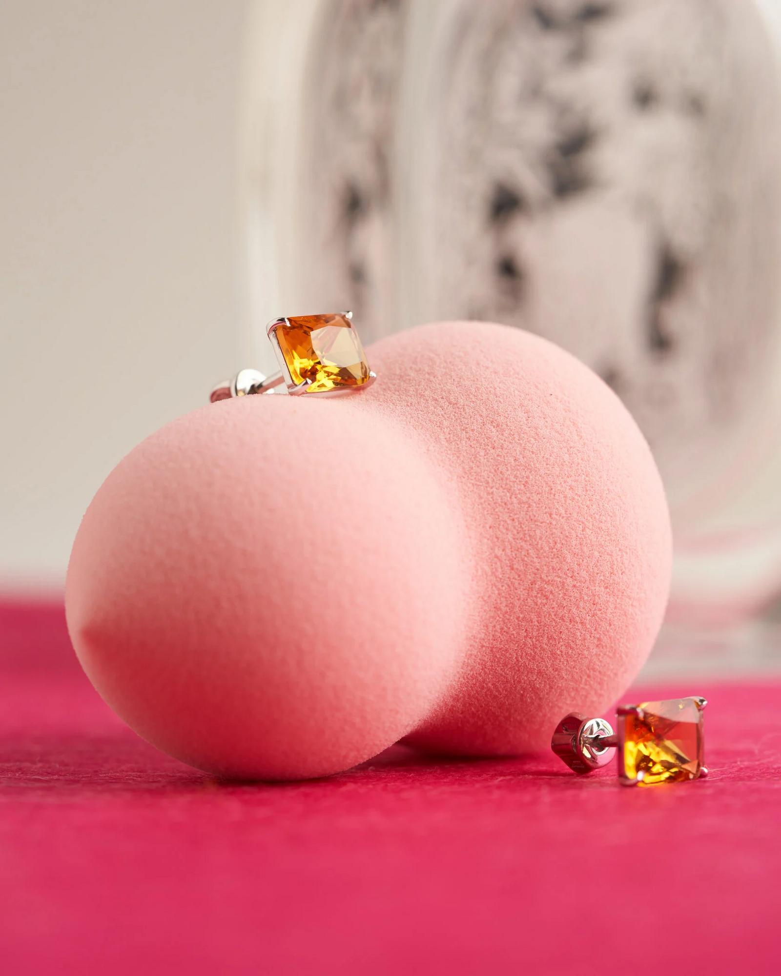 Серьга Honey с кварцем цитрин