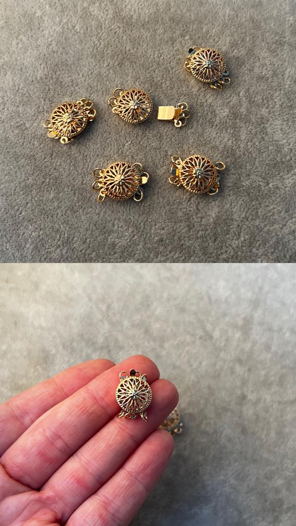 Застежка трехрядная с позолотой