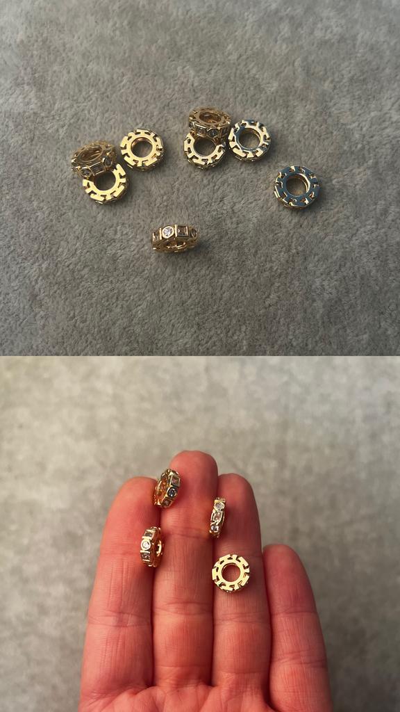 Бусины с позолотой и фианитами 10 мм