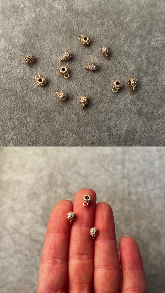 Бэйл с позолотой и фианитами 4 х 5 мм