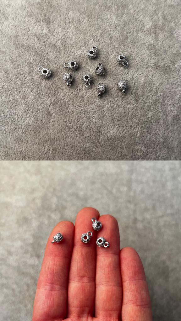 Бэйл родий с фианитами 4 х 5 мм