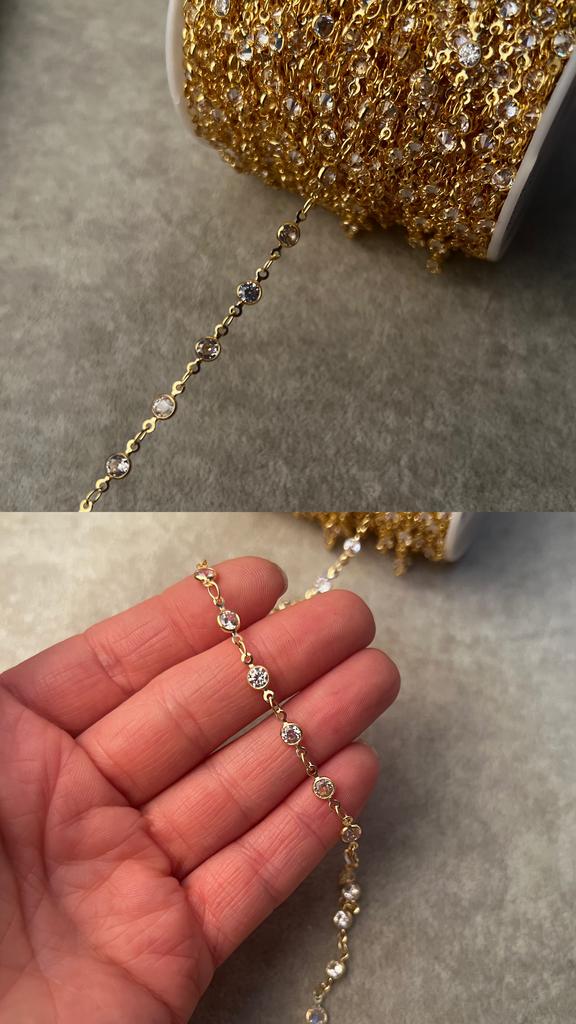 Цепь с позолотой и фианитами