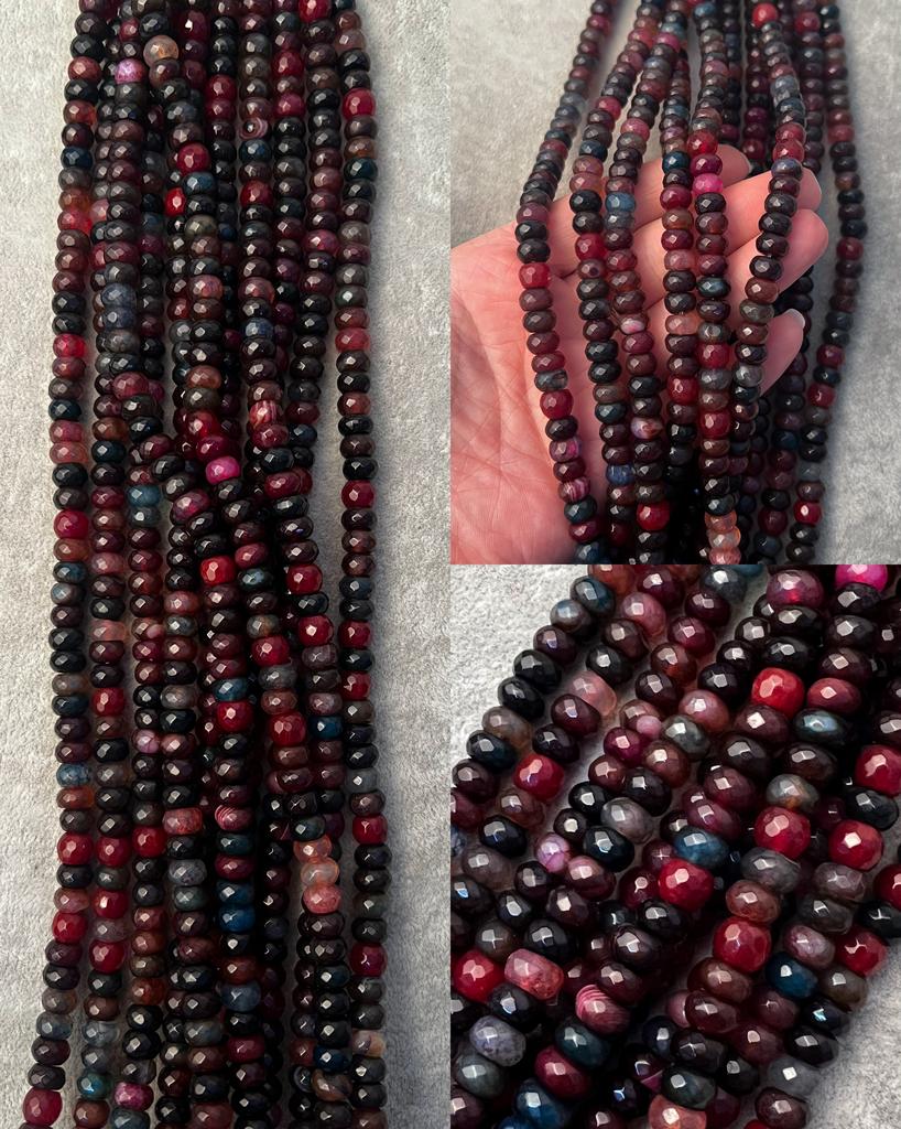 Агат рондели граненые 8 х 5 мм, тонирован