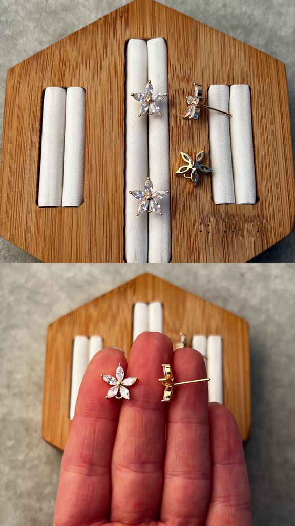 Пусеты с позолотой и фианитами 12 мм