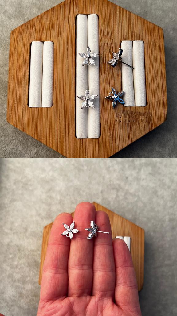 Пусеты родий с фианитами 12 мм