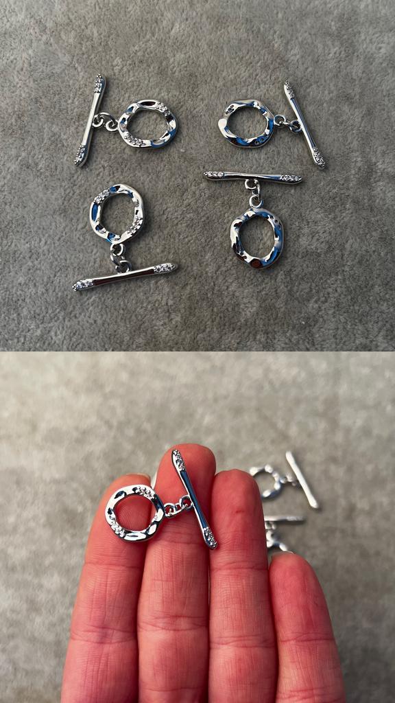 Тогл родий с фианитами 18 х 13 мм