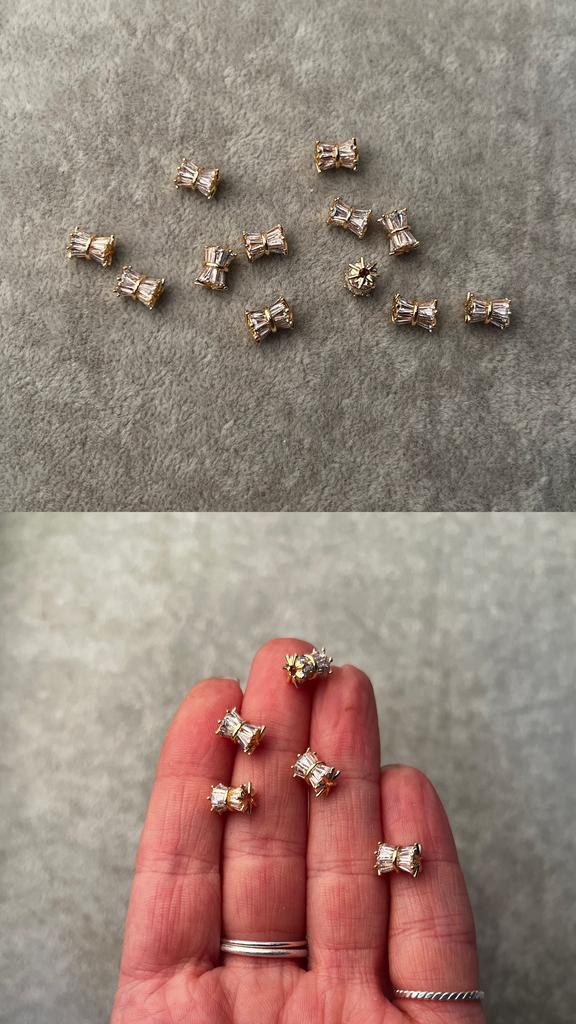 Бусины с позолотой и фианитами 8 х 6 мм