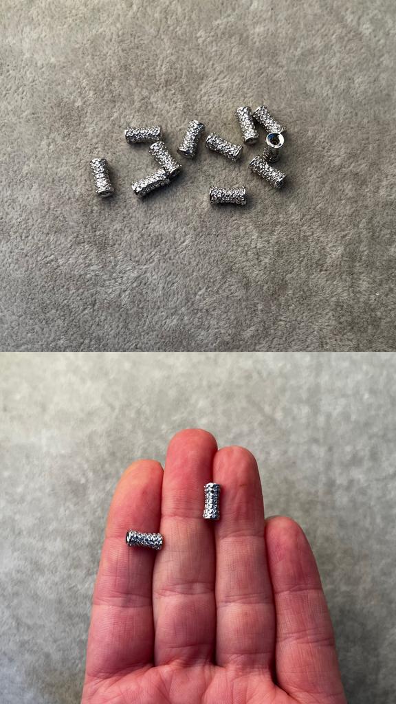 Бусины родий с фианитами 9 х 4,5 мм