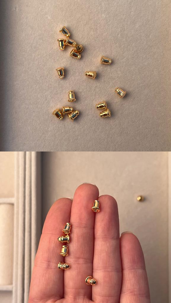 Заглушки позолота 18 ка 6х5 мм, внутри силикон