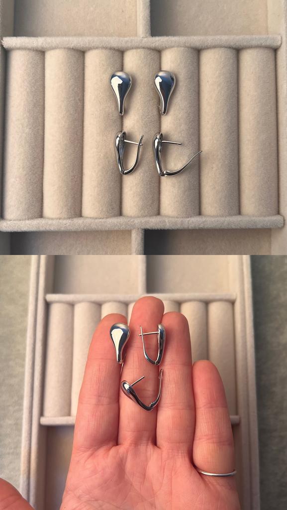 Швензы Конго - капли родий 17 х 9 мм