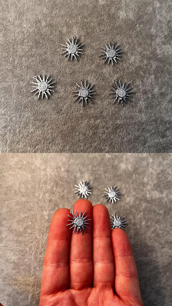 Подвеска родий с фианитами 17 мм