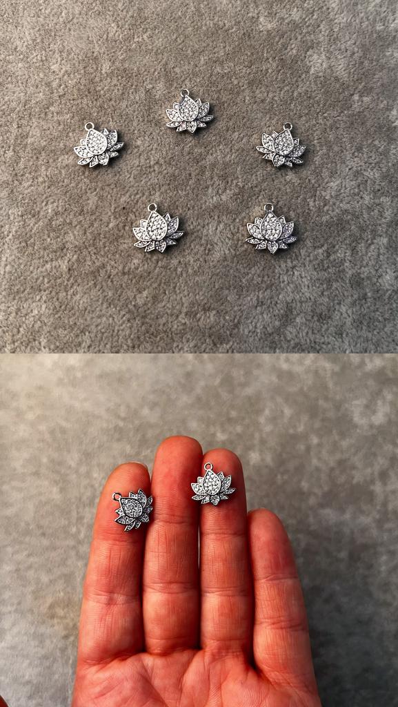 Подвеска родий с фианитами 13 мм