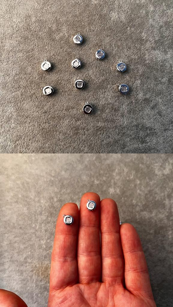 Подвеска родий с фианитом 7-8 мм