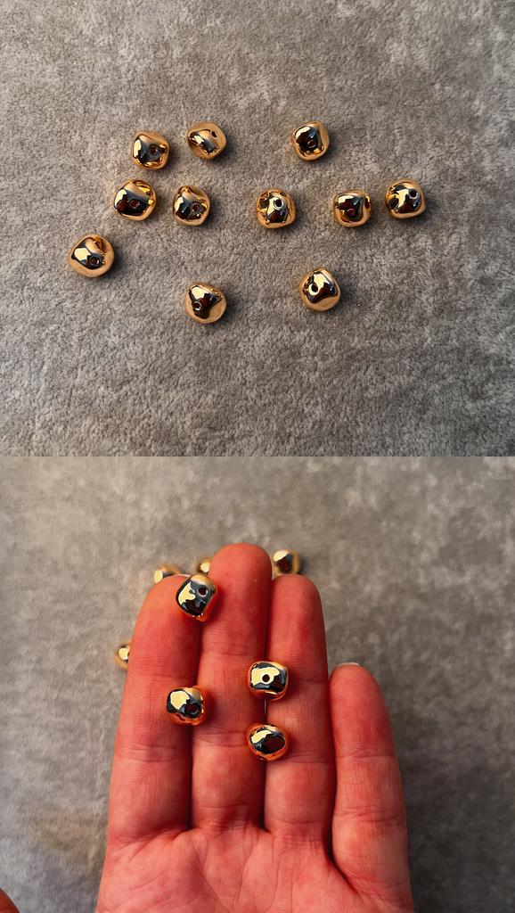 Бусины с позолотой 18 ка 10 х 8 мм